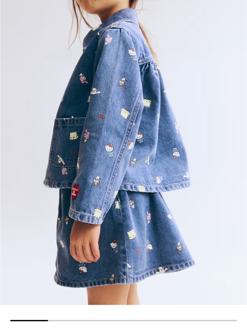 Denim Hello Kitty Print Kids Jacket and skirt denim